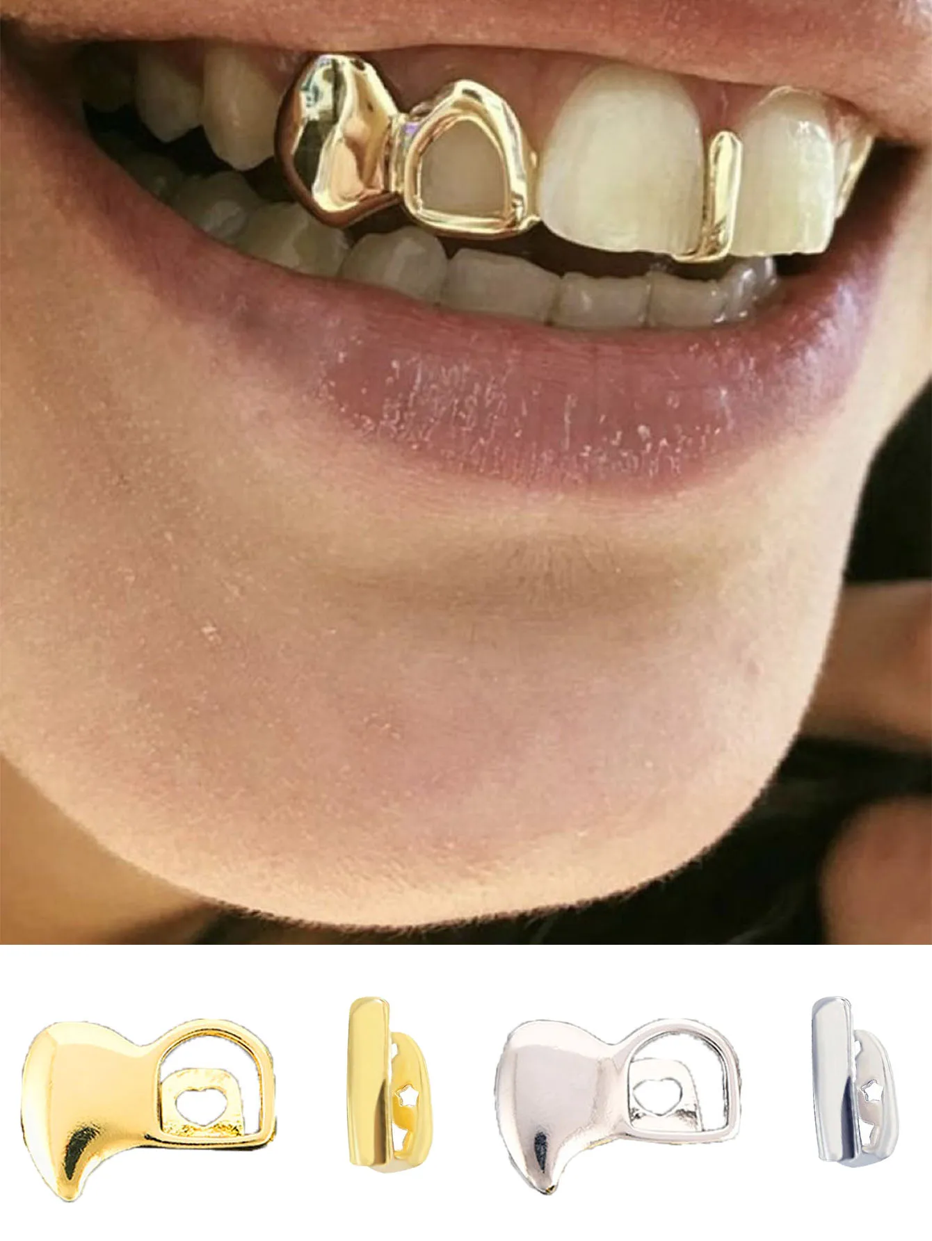 مجموعة شخصية وعصرية مكونة من قطعتين، زخرفة أسنان الهيب هوب، المرحلة اللامعة، أزياء الملهى الليلي، إكسسوارات الحفلات