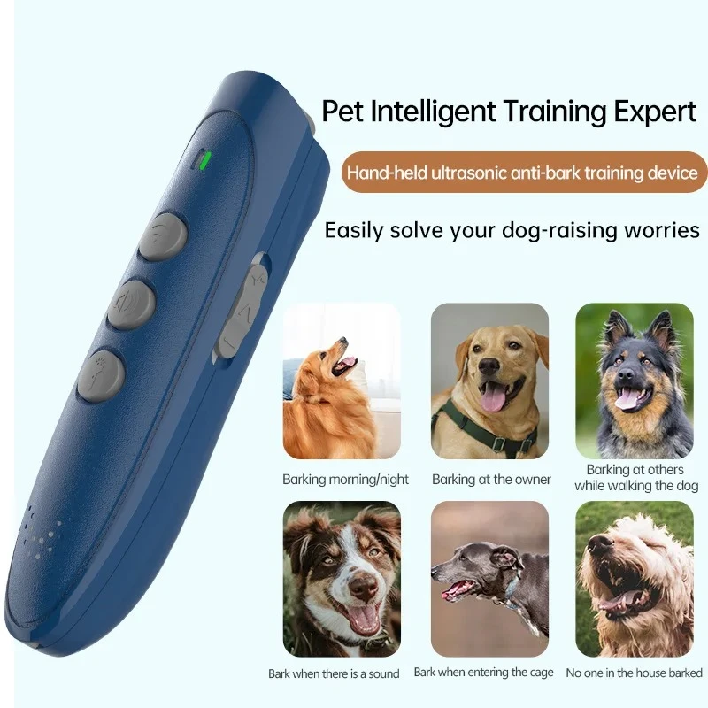 

Ultrasonic Handheld Anti Barking Dog Training Device Silent Pet Behavior Control Tool with LED Indicator