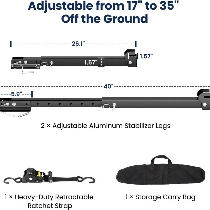 RV I-Beam Mounted Stabilizer, Adjustable 17-35 Inch, Anti-Roll, Camping Jack