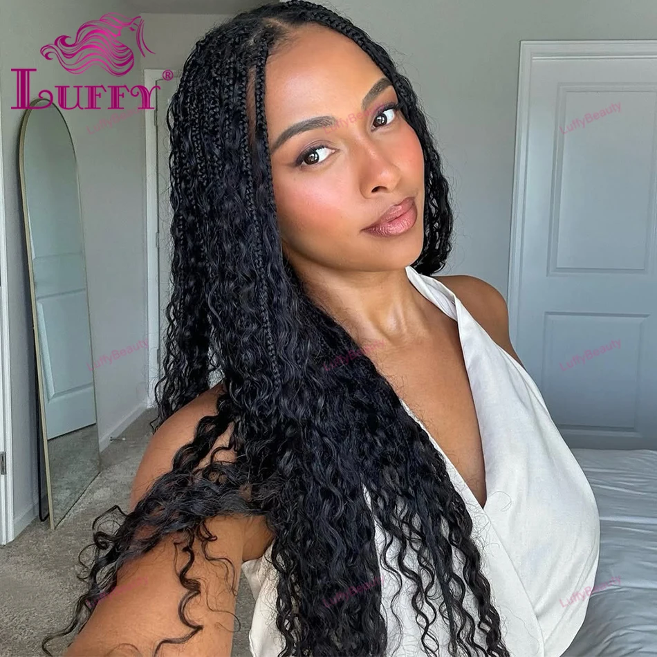 موجة عميقة تجديل ريشة الكروشيه الشعر البشري لضفائر بوهو قبل فصل ترقية الشعر السائبة قابلة لإعادة الاستخدام وصلات شعر ريشة
