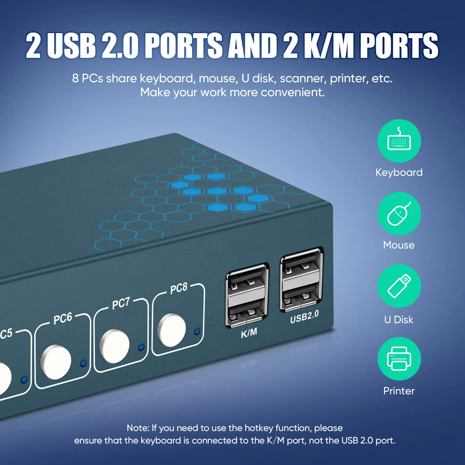 4K@30Hz  8 Port HDMI KVM Switch 8 Port with Cables Rack Mount  Support  EDID for Windows Linux Mac Debian Ubuntu USB2.0