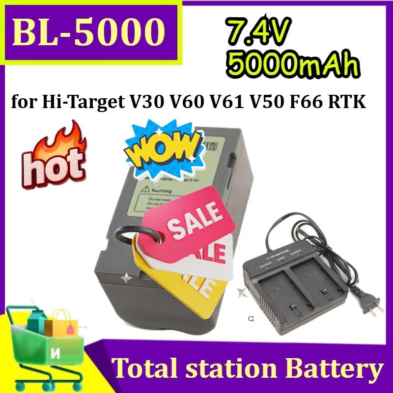 

Аккумулятор BL-5000 7.4V 5000mAh и зарядное устройство CL-4400 для Hi-Target V30 V60 V61 V50 F66 RTK