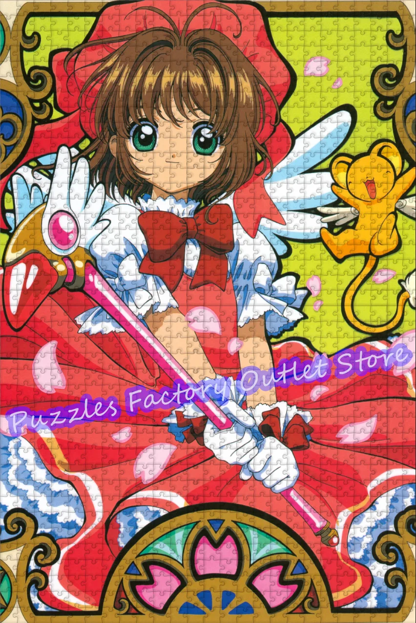 Card Captor Sakura 300/500/1000 Pieces Jigsaw Puzzles Magical Girl Clow Magician Anime Print Puzzle for Kids Educational Toys