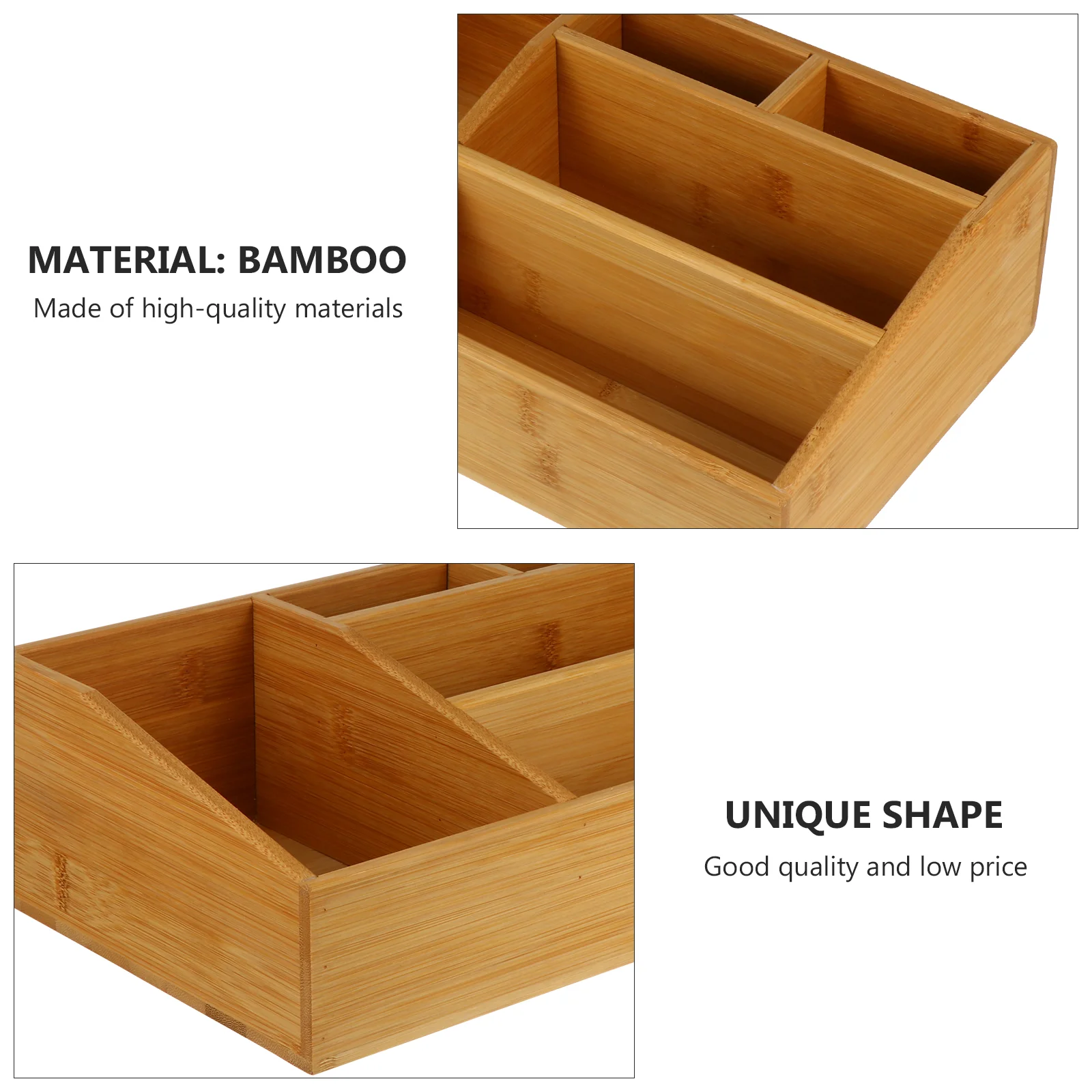 Bamboo Storage Box Bins Desktop Finishing Container Case Cosmetics Multifunction