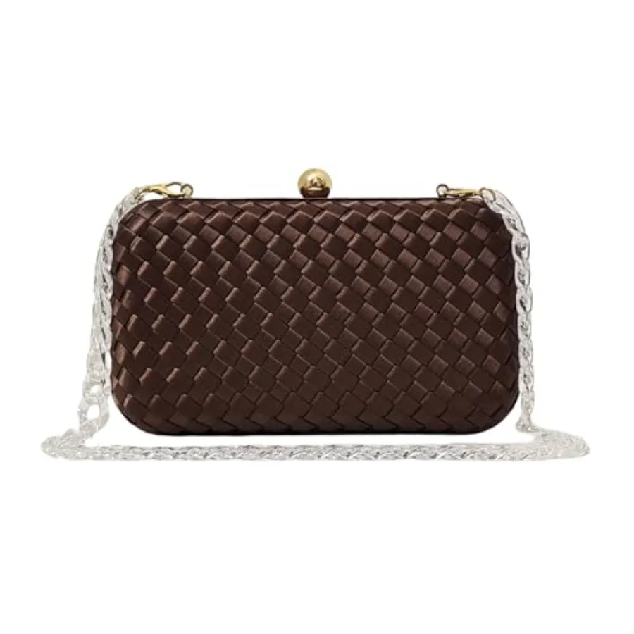 HUANG ZHUANG Handmade Woven Fabric Clutch Purse for Women Artificial Silk Crossbody handbag Banquet Dress Evening Bags