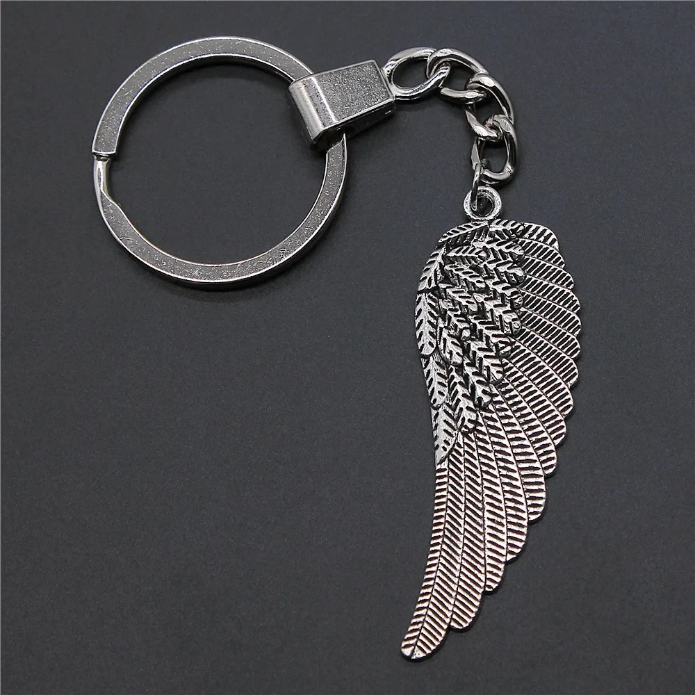 Keychain Souvenir Gift 2 Colors 55x19mm Angel Wing Pendant Keychain Vintage Metal Keyring Jewelry For Men