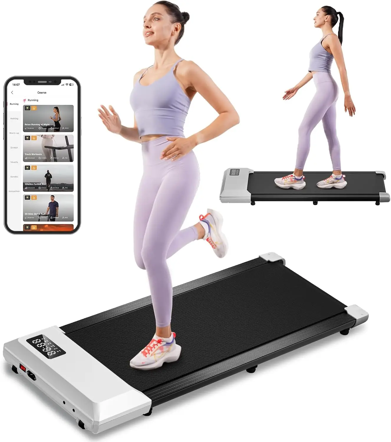 Walking Pad,Smart Under Desk Mini Treadmill for Small Spaces, for Home 265 lbs Weight Capacity with LED Display & Remote Control