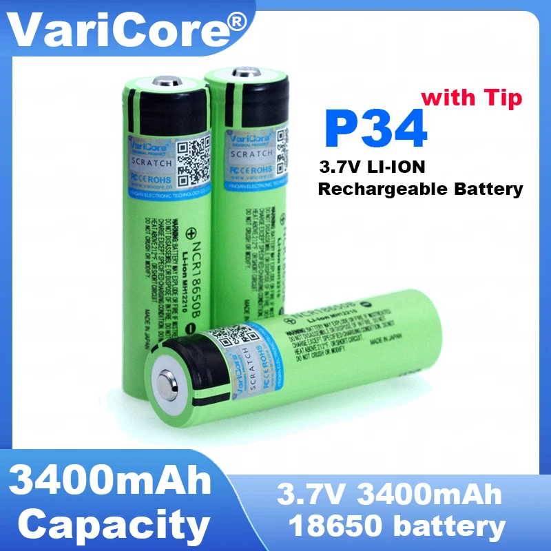 1-40PCS VariCore New Original NCR18650B 3.7V 3400mAh 18650 Rechargeable Lithium Battery For  Flashlight Battery Bonus Cap