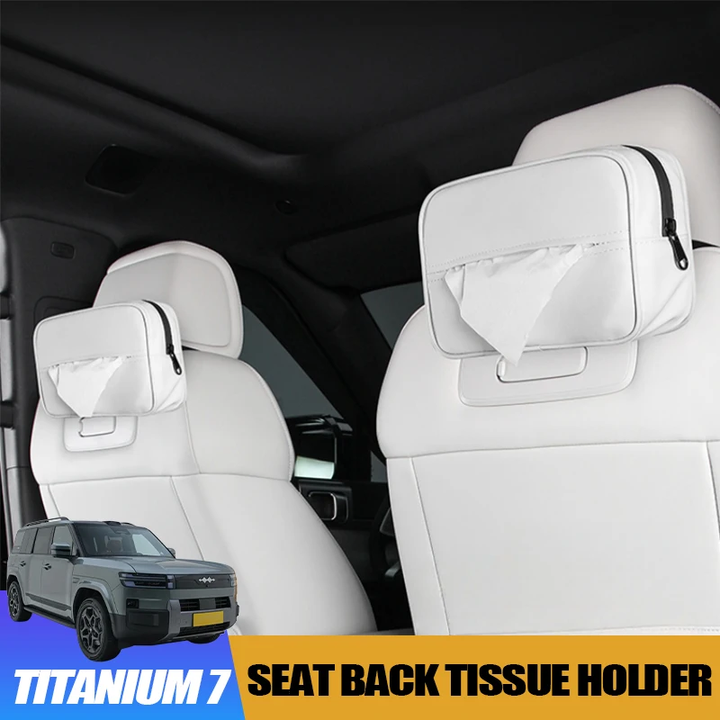 

Seat Back Tissue Bag for BYD Leopard 7 Titanium 7 Leather Napkin Holder Hanging Design No-Drill Interior Upgrade Accessory