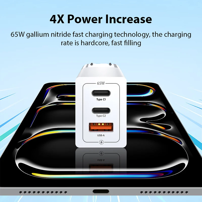 GaN Fast Charging 65W USB Type C Charger PD 3.0 Quick USB A Wall Charge For iPhone 16 15 Pro Max Xiaomi 14 Redmi Samsung Huawei