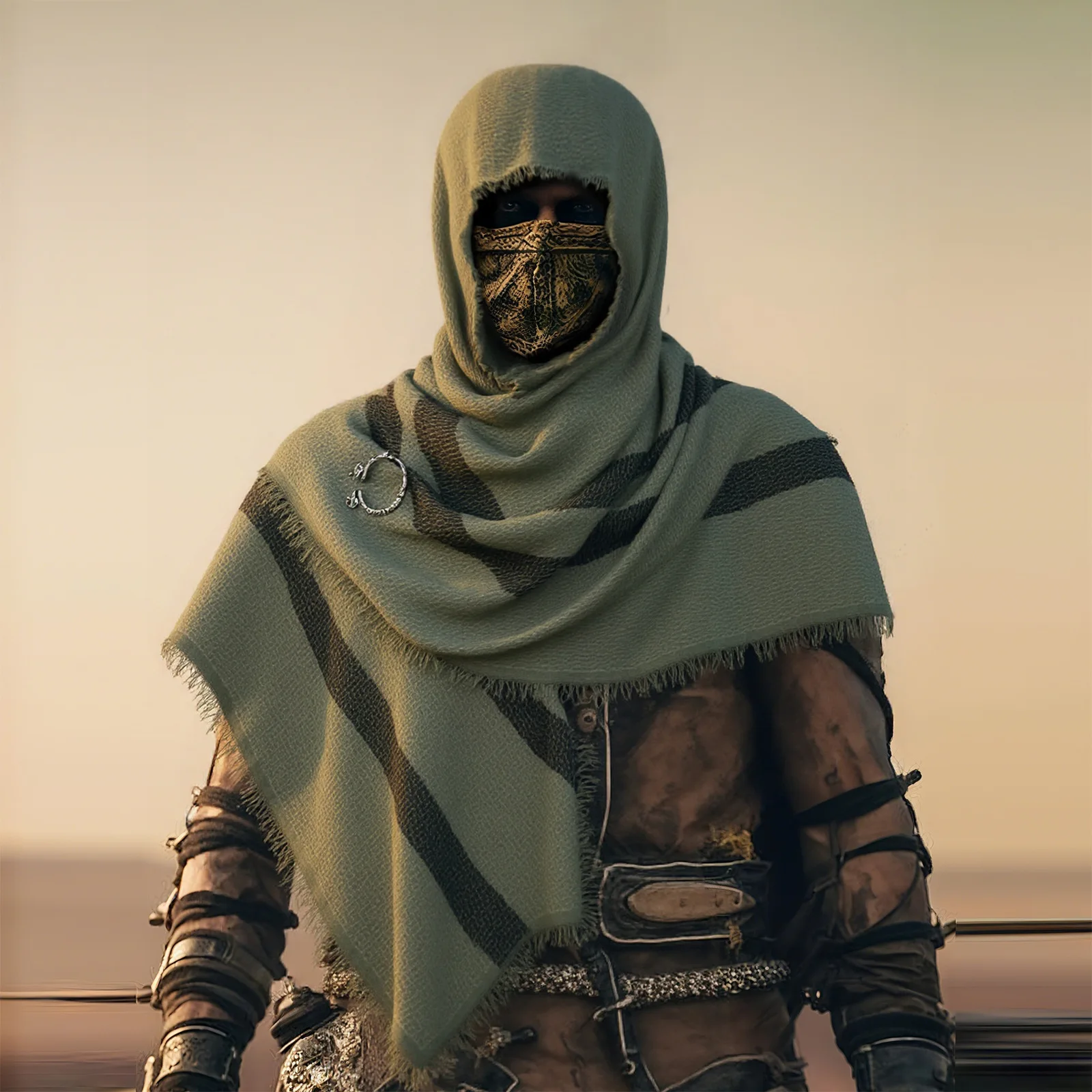 

Men Scarf Vintage Soft Fabric Comfortable Breathable Solid Color Keep Warm Spring Male Hood Cloak Medieval Costume for Banquet