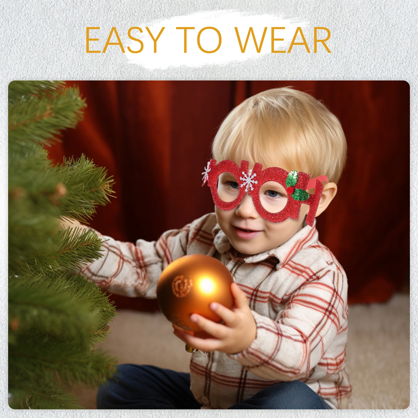 

2 Pcs Christmas Decoration Glasses Golden Red Trendy Party Accessories for Adults Kids Xmas Gifts Festive Supplies Photo Props