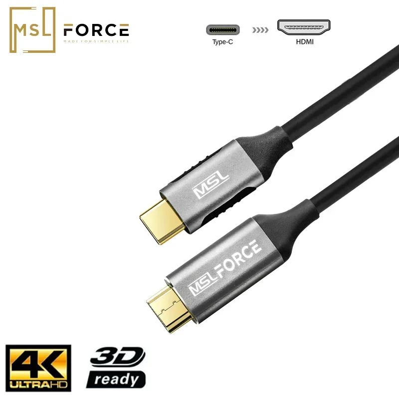 USB type-c Thunderbolt 3 to HDMI audio video 4K HDMI cable for Ipad pro , Surface pro7 , Dell XPS Macbook hdmi cable