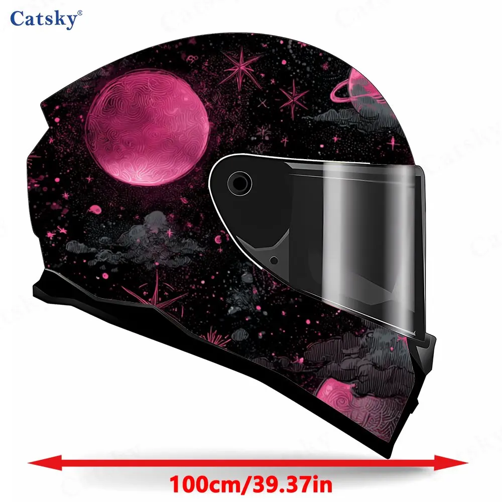 Pink-fantasy Starry Print Helmet stickers , PVC Material Multifunctional Helmet Stickers, Scratch-Resistant & Fade-Proof, Easy t