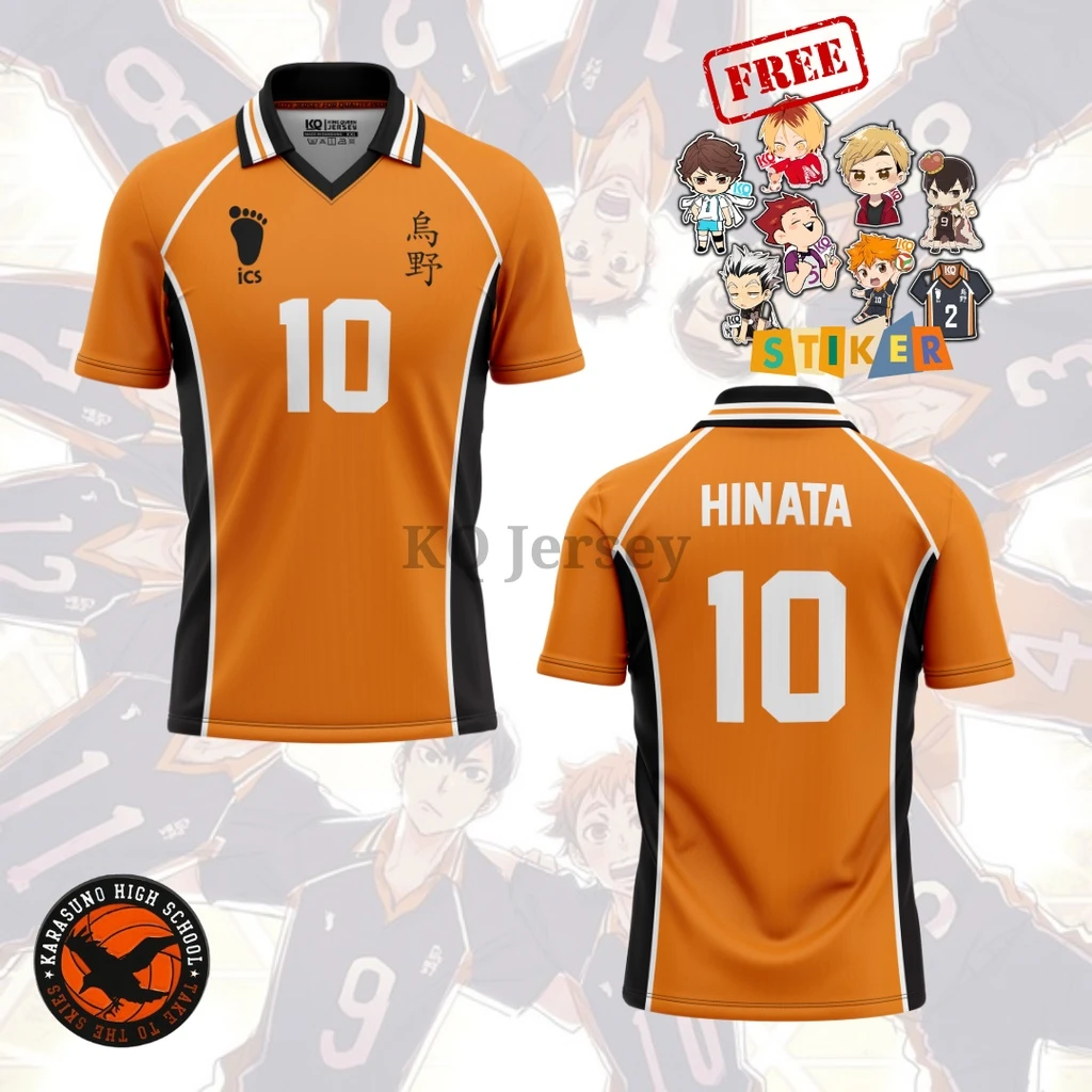 New Custom Name Haikyuu Karasuno High Hinata 10 Jersey Men Women Anime Volleyball Uniform Short Sleeve V-Neck Polo Sport T-Shirt image 3