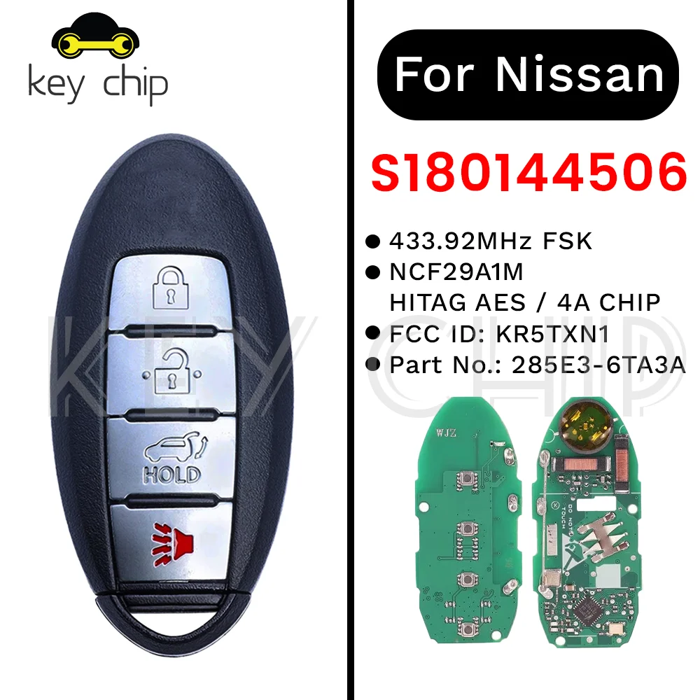 

S180144506 433 МГц KR5TXN1 Смарт-ключ для Nissan Altima Versa Sentra 285E3-6TA3A 4A ЧИП