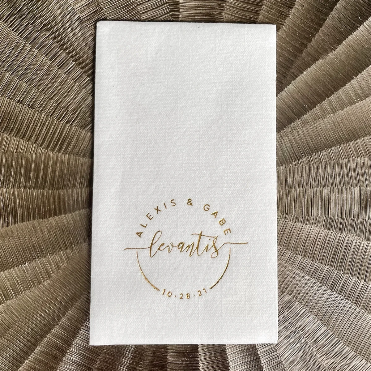 Gold Foil Monogram Linen Like Guest Towels, Personalized Paper Hand Towel, Wedding Bathroom Napkin, Monogram Guest Napkin, House