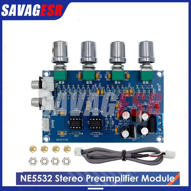 XH-M164 NE5532 Stereo Pre-amp Preamplifier Tone Board Audio 4 Channels Amplifier Module 4CH CH Control Circuit Telephone Preamp