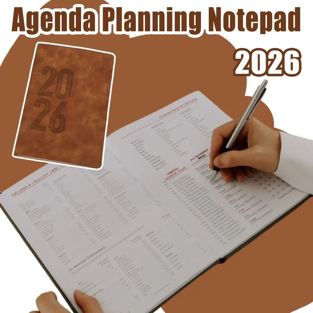 

2026 365 Days Efficiency Notebook English Version Texture PU a5 Agenda Planning Notepad Yearly Schedule Leather Cover