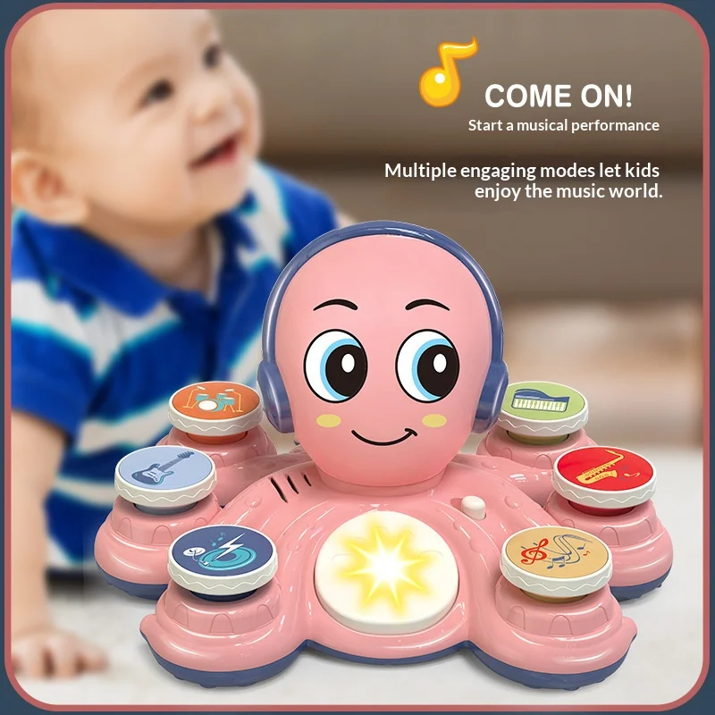 لعبة الأخطبوط الموسيقية للأطفال الصغار، أداة تعليمية لتعلم الأطفال مع أضواء وأصوات، لعبة موسيقى ما قبل المدرسة المبكرة هدية للأطفال من سن 1 إلى 4 سنوات