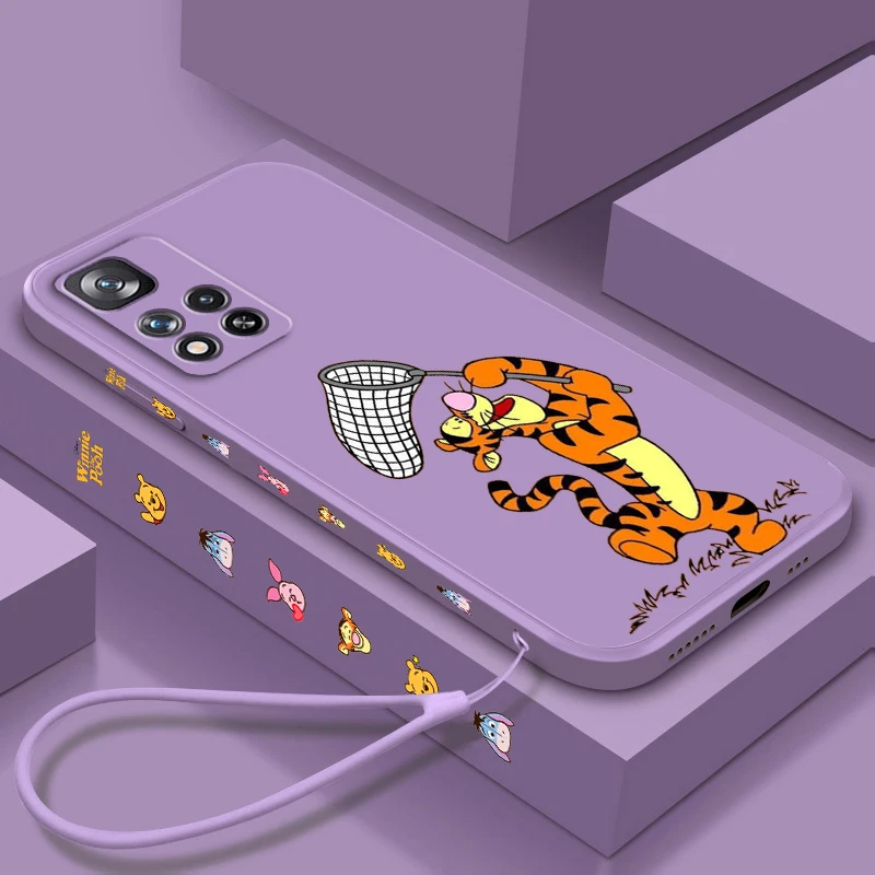 

Tiggo Disney Cartoon Fashion Liquid Left Rope For Xiaomi Redmi Note 13 12 12S 12R 11 11T 11S 10 10S Pro Plus 5G Funda