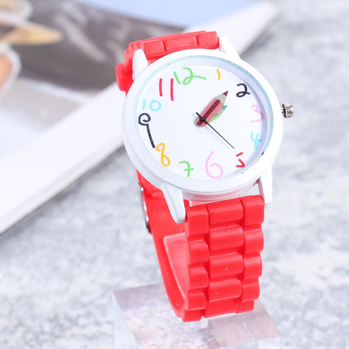 1Pcs Digital Pencil Watch for Kids Creative Cartoon Children Watch Silicone Waterproof Design Fun Birthday Gift for Boys Girls
