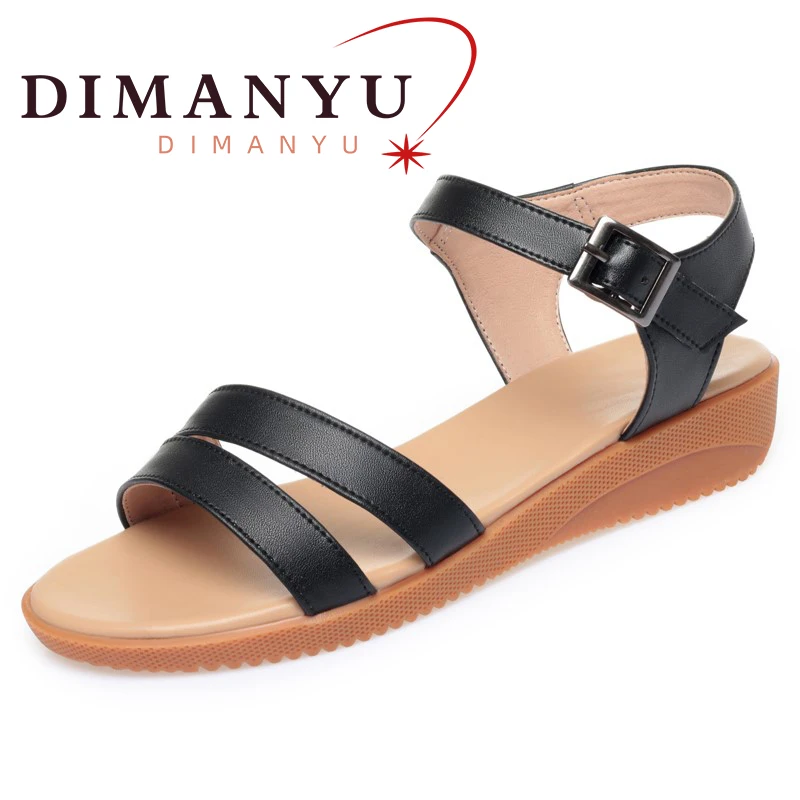 

DIMANYU Female Sandals Non-slip 2024 Summer New Genuine Leather Mom Shoes Flat Large Size 41 42 43 Sandals For Women