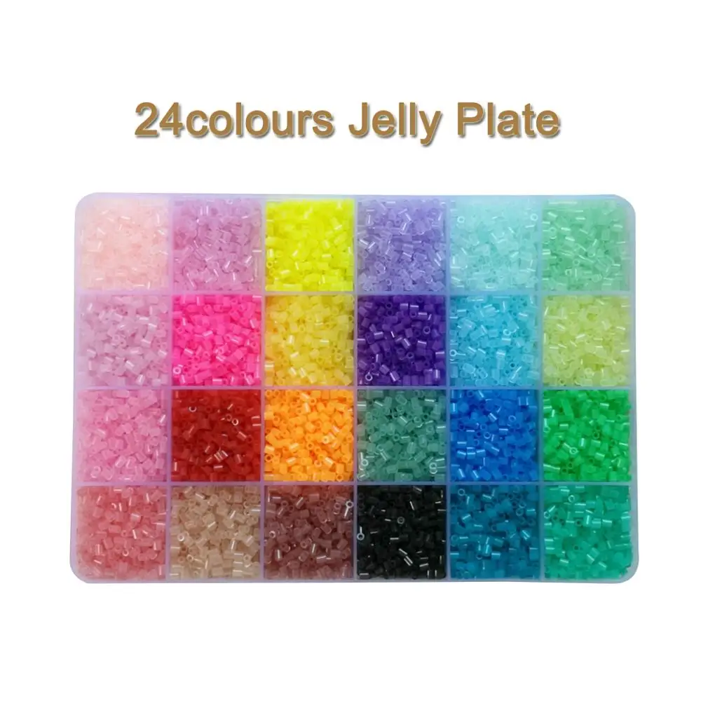 Yantjouet 2.6mm 24colours Jelly Colour Plate Kits 13200pcs Puzzle Hama Perler Beads Set Diy Box Pegboard Iron Beads Fuse Toy