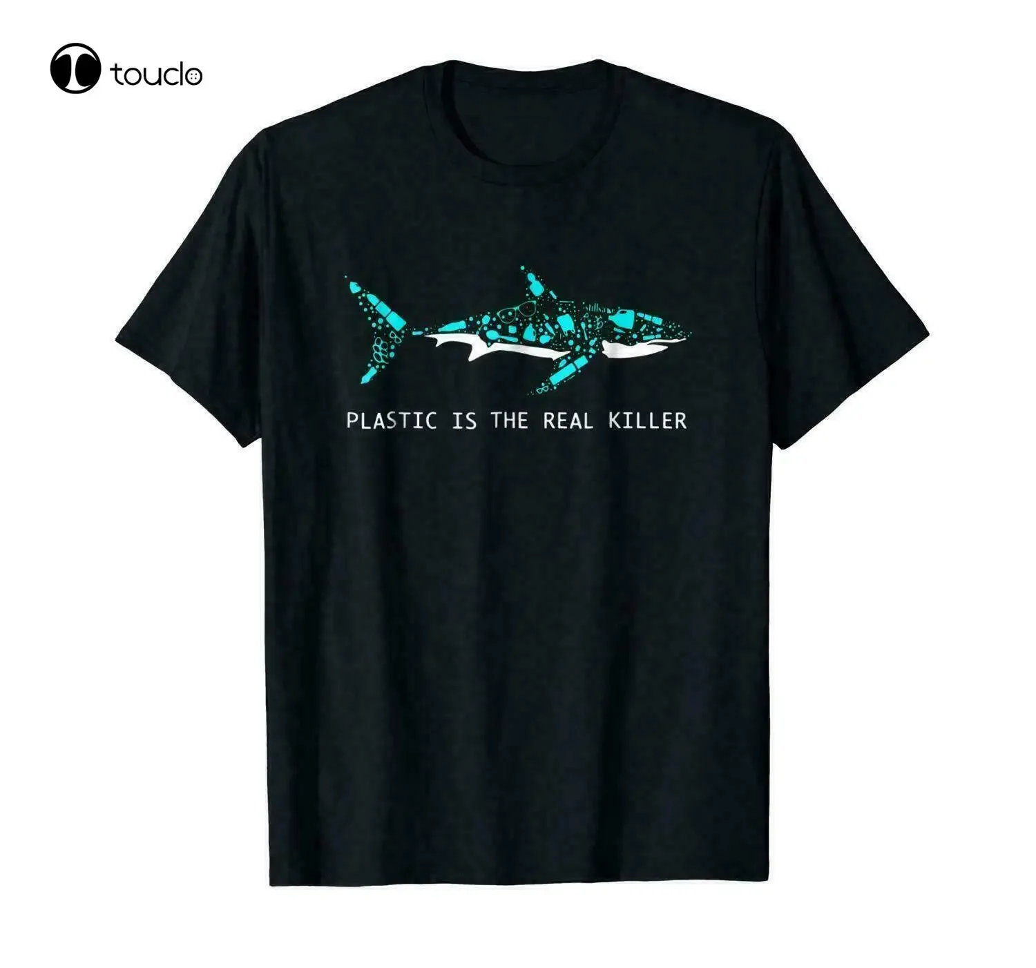 Plastic Is The Real Killer Funny Shark Black T-Shirt S-3Xl