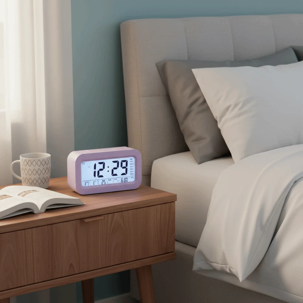 

LED Display LED Electronic Alarm Clock Snooze Feature 12/24H Format Smart Electronic Clock USB Powered Plastic
