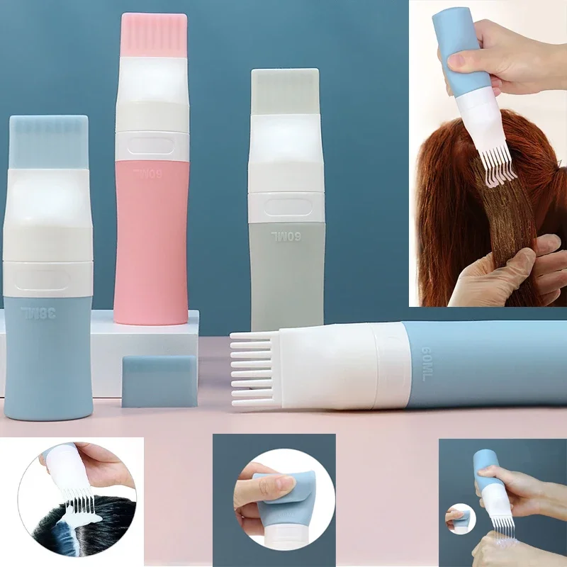 

38/60/80ml Multicolor Silicone Hair Dye Refillable Bottle Applicator Comb Dispensing Salon Hair Color Hairdressing Styling Tool