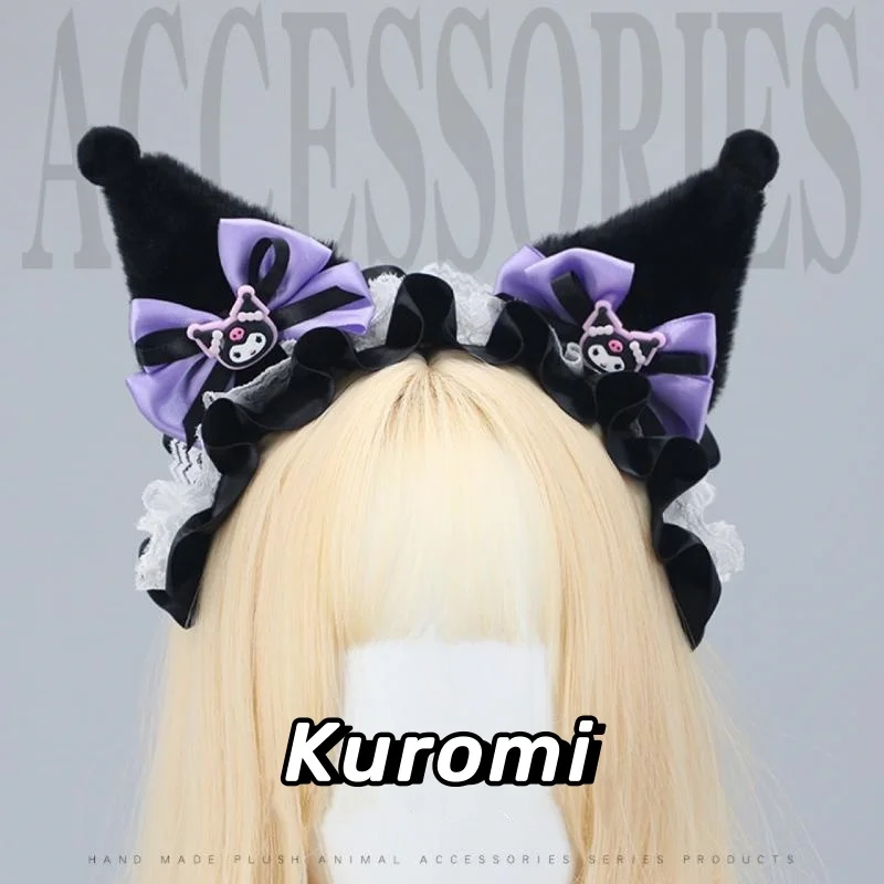 Kawaii Kuromi Headband Cinnamoroll My Melody Lolita Plushie Hair Accessories Cartoon Sanrios Ornament Photography Props Gift