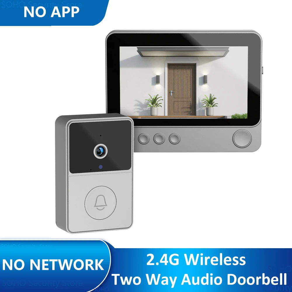 2.4Ghz Wireless Two Way Audio Intercom Infrared Night Vision Door Monitoring Doorbell Video Camera 4.3