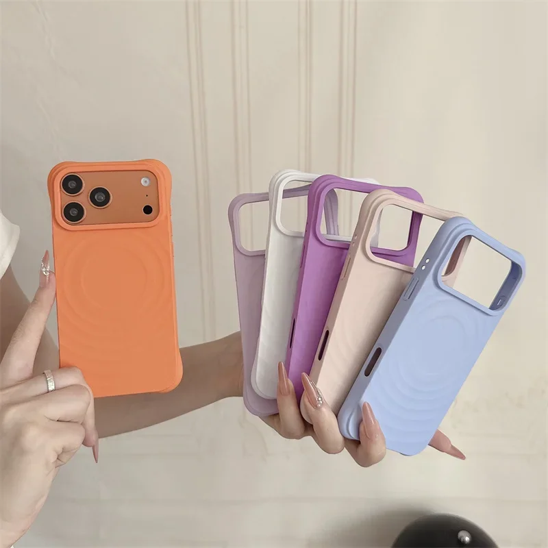 Ultradünne, schlichte, matte, magnetische Hülle für MagSafe, für Apple iPhone 17, 16, 15, 14 Plus, 13, 12 Pro Max 5G, flüssige, weiche Silikonhülle