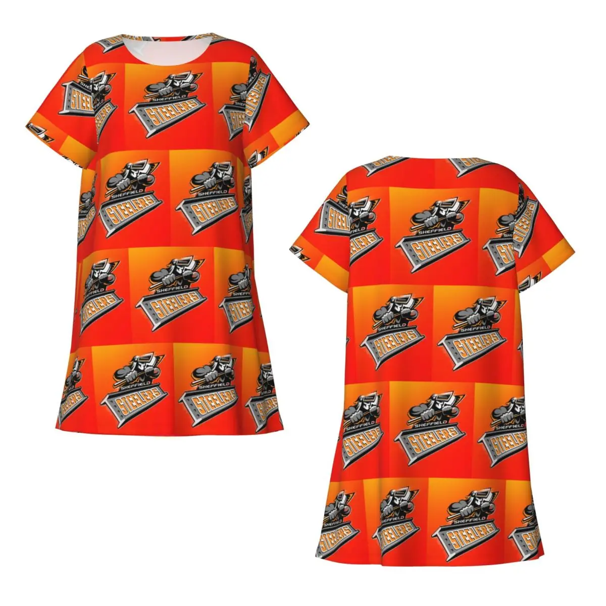 Custom The Sheffield Steelers Short Sleeves Nightdress For Sleeping Sleepshirts Women Short Sleeve Nightgowns Loose Pajama Dress
