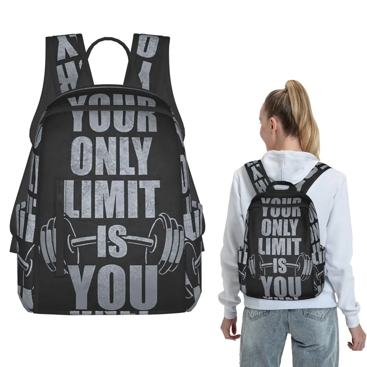Gym Sport Bodybuilding Workout Motivational Quote Backpack Daypack Boys Girls BookBag School Bag Shoulder Bags for Men Women