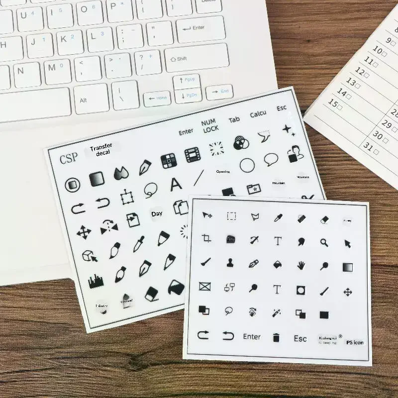 CSP/ Peel-Off Film Keyboard Stickers Transfer Sticker Universal Transparent Side-Engraved Stickers Suitable For