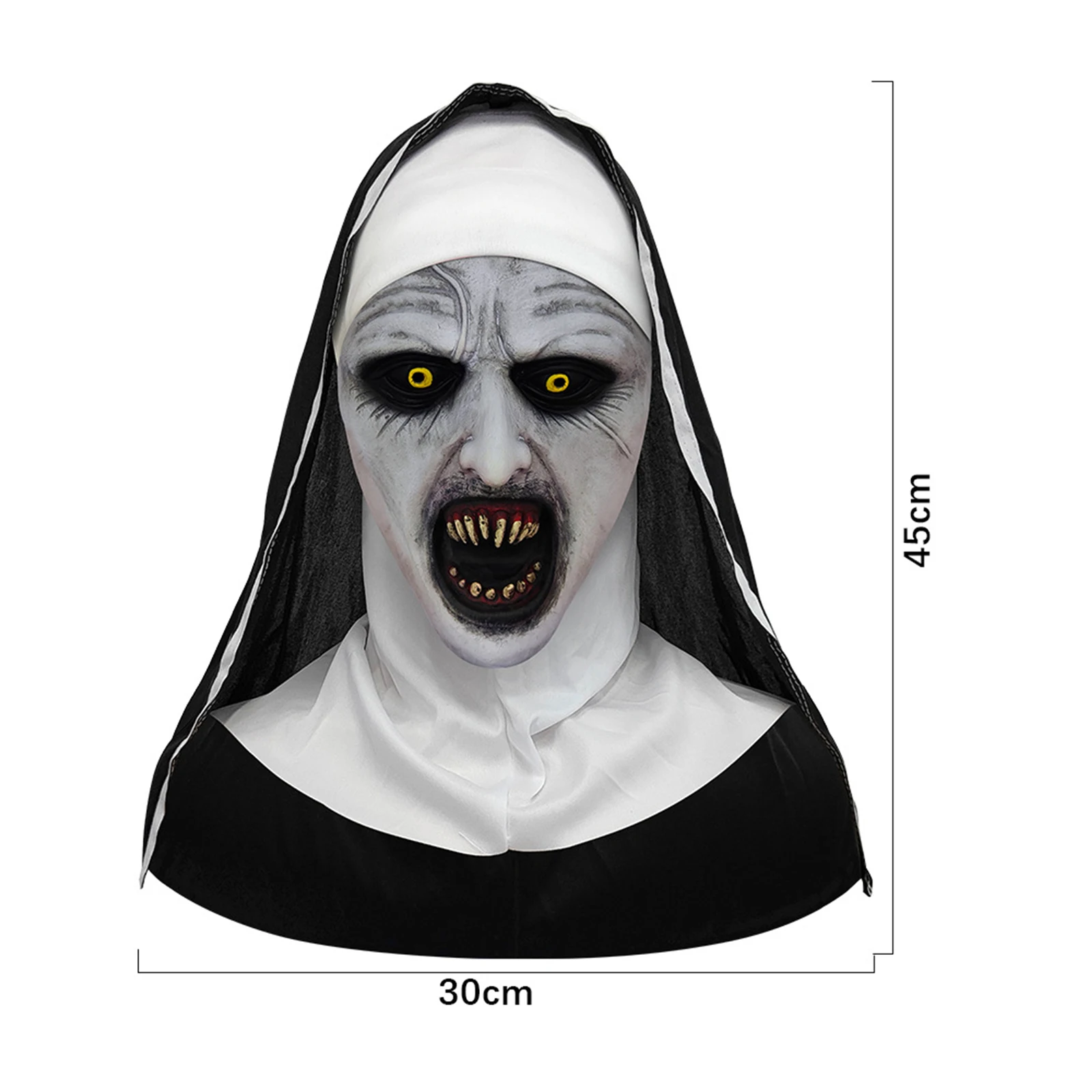 Adults Halloween Scary Nun Mask Full Head Mask Horror Cosplay Costume Accessory Theme Party Prank Props 6