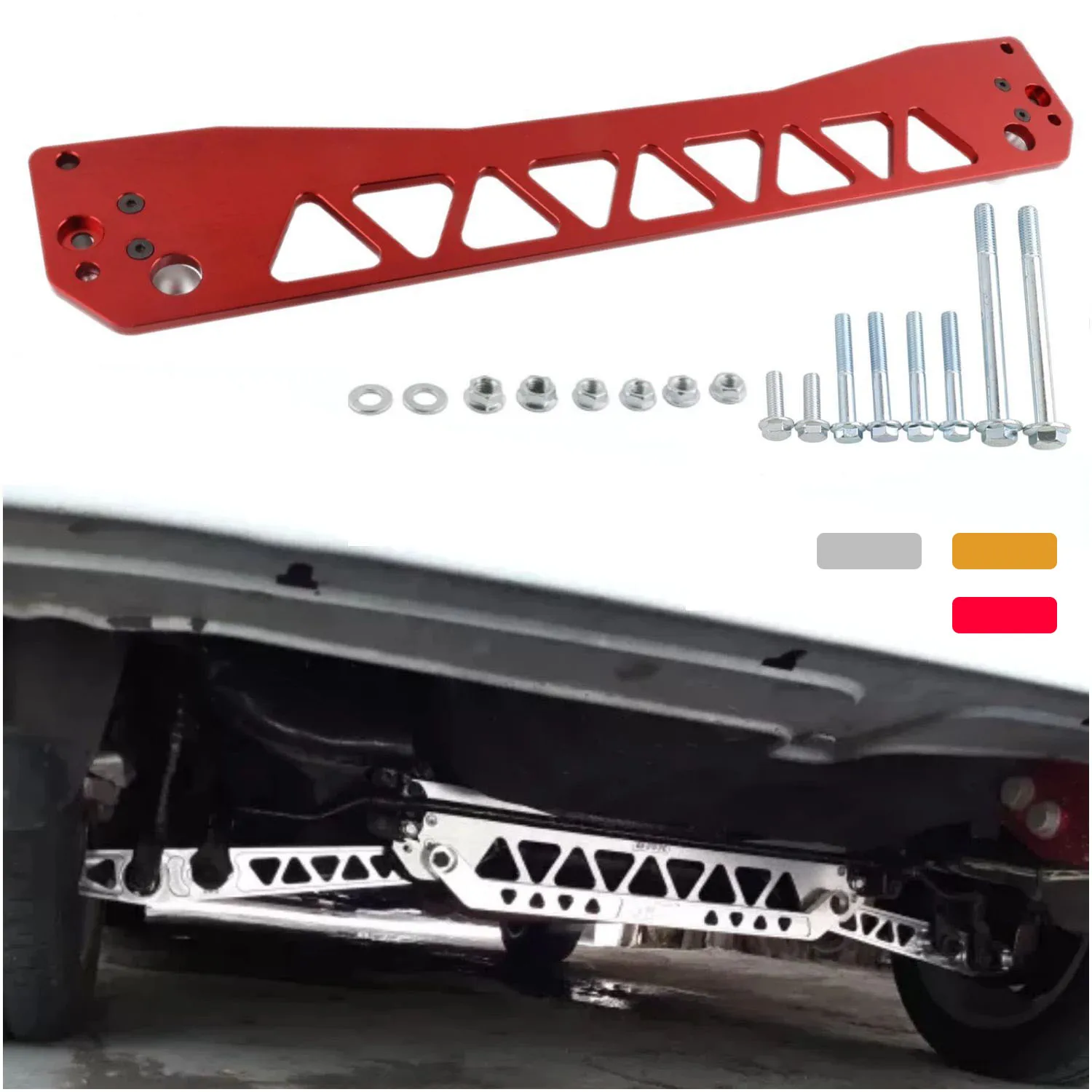 Billet Rear Lower Subframe Brace Tie Bar For Honda Civic EK 1996-2000 Si DX Red Silver Gold