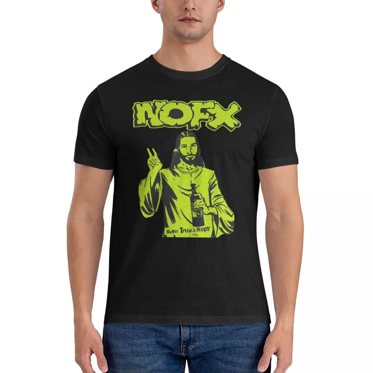 Never Trust Men T Shirts N-Nofx Novelty Tee Shirt Short Sleeve Crew Neck T-Shirt 100% Cotton Gift Idea Tops