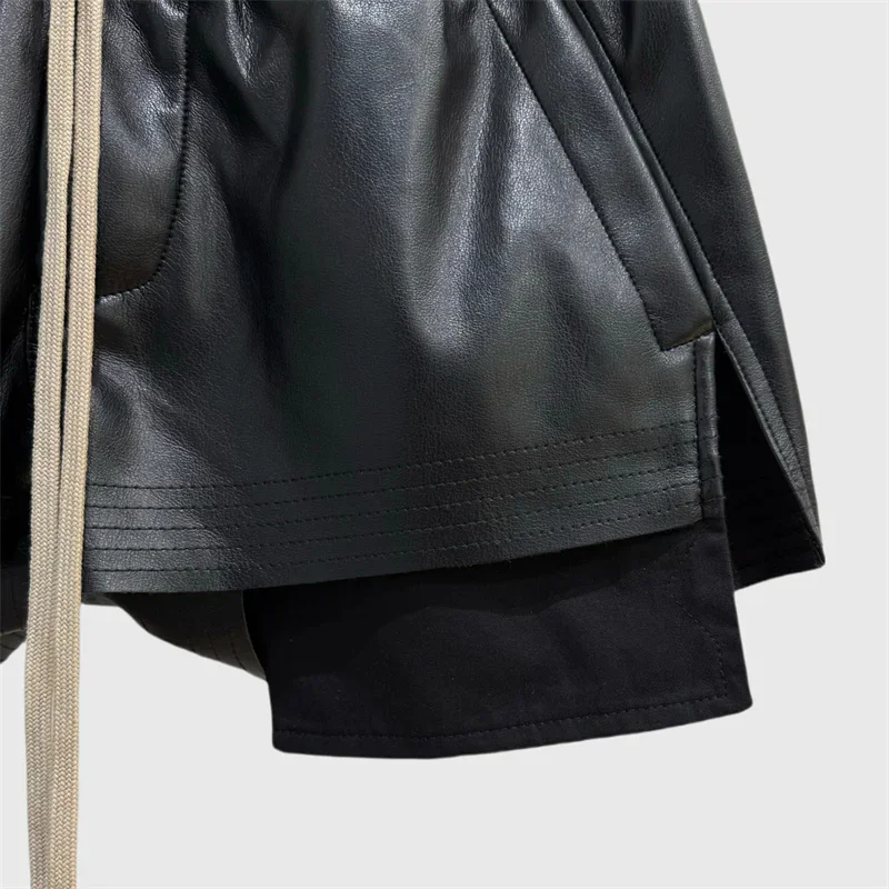 2025年秋新作　伸縮性ウエストバンドとドローストリング付きショートパンツ　高品質純綿デニムショートパンツ　ハイウエストスリムフィットミニパンツ