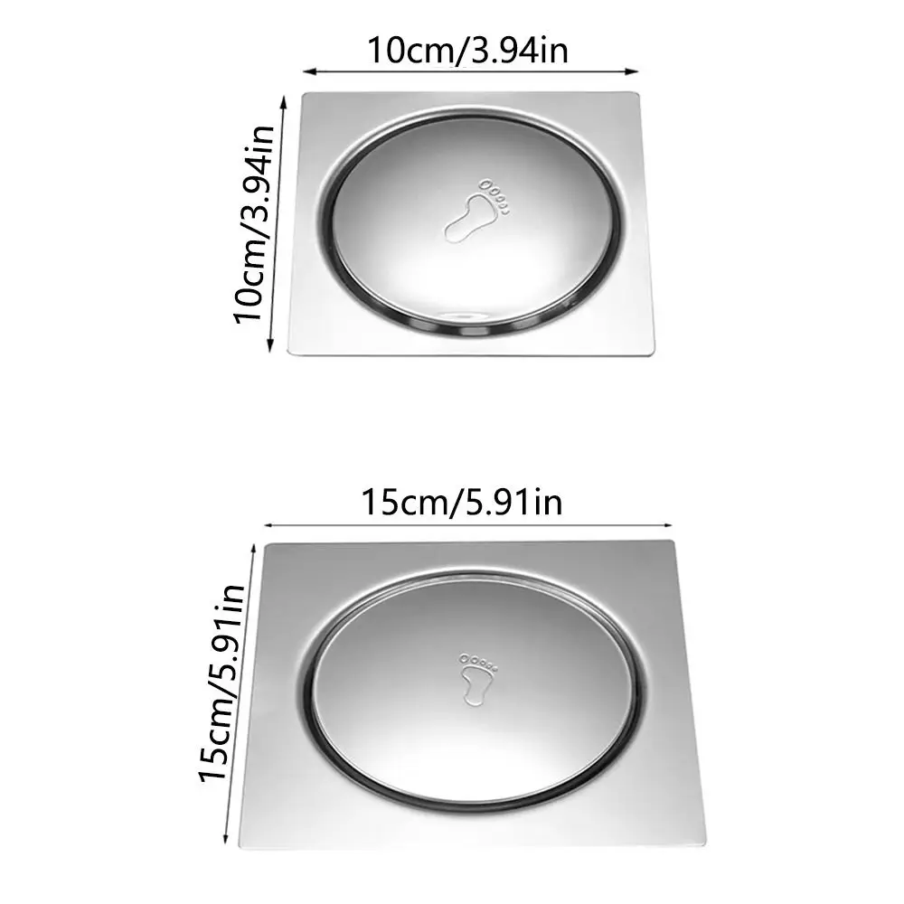 Removable Square Shower Drain Press Type Rust-proof Floor Hair Catcher Anti-odor Rubber Gasket Bathroom Drain Plug Toilets