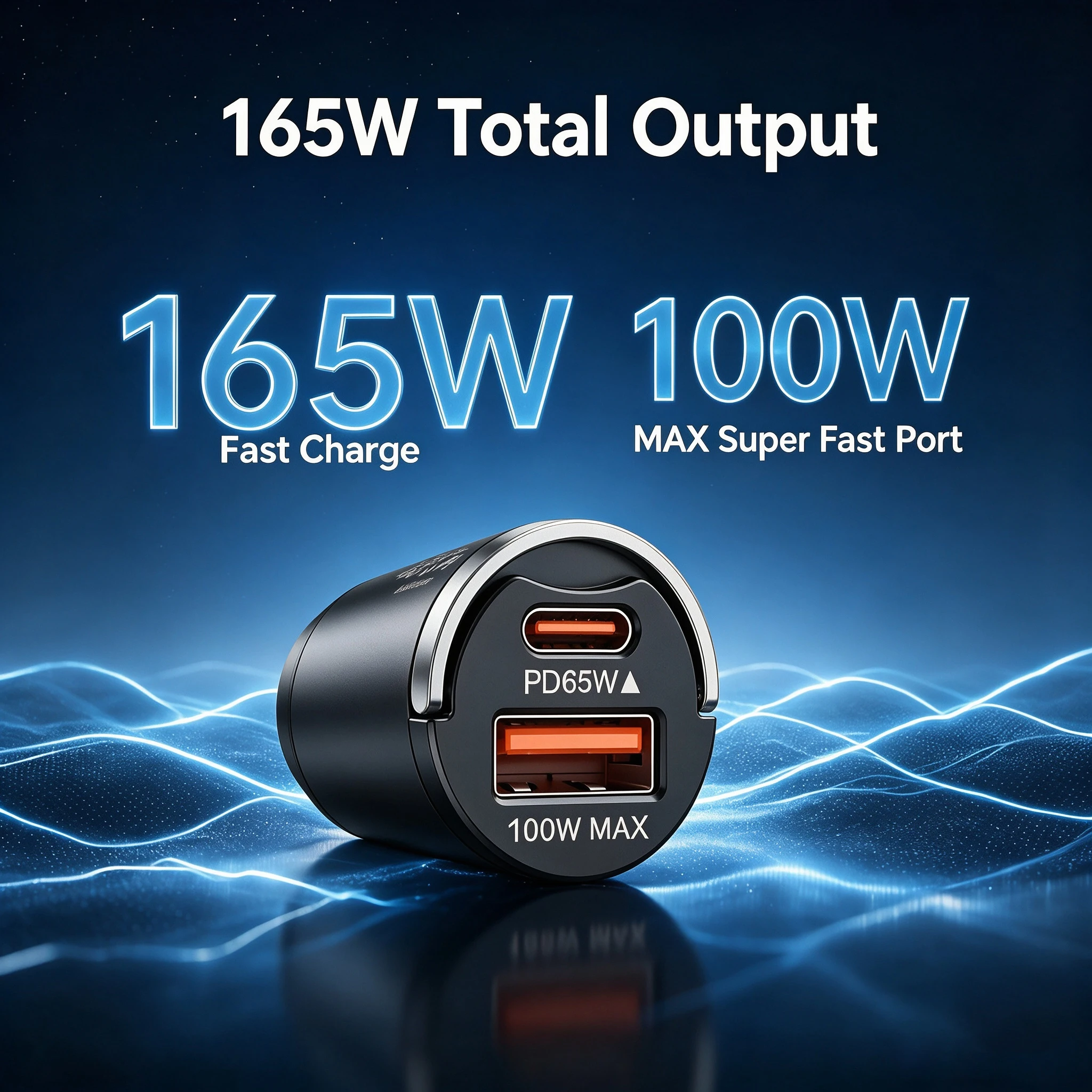 165W Travel Car Charger Overcurrent Overvoltage Protection PD 65W Type C and 100W USB A Power for Cars Trucks SUVs and Travel