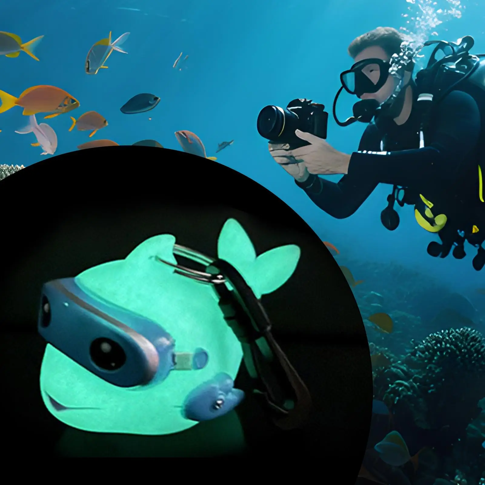 Osłona przeciwpyłowa do regulatora nurkowego, ochraniacz na ustnik nurkowy, kreskówkowy delfin, rękaw ochronny, pyłoszczelny z klipsem, świecący w ciemności