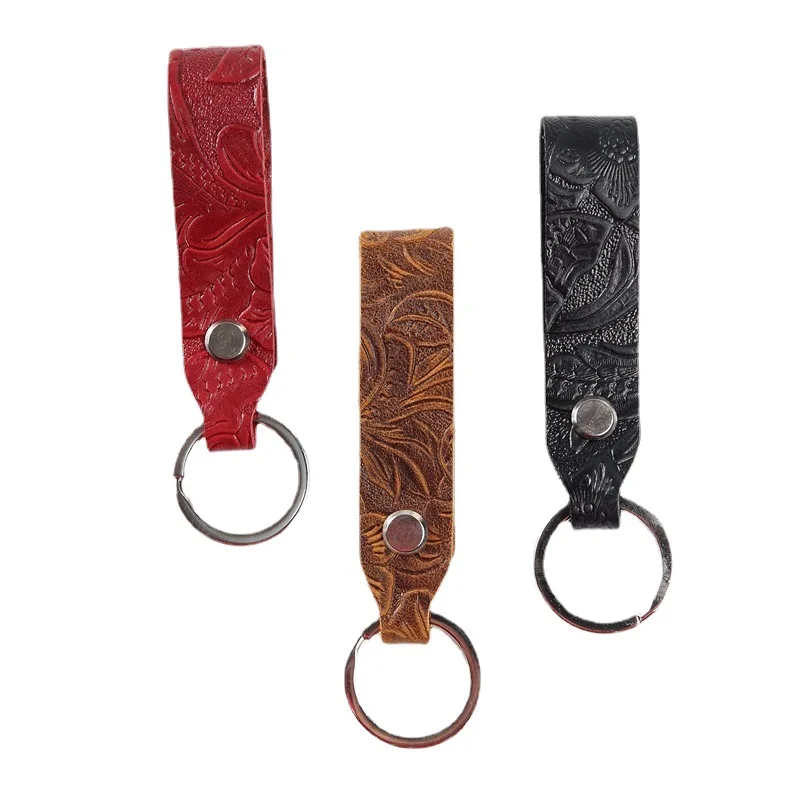 Großhandel handgemachte Leder Schlüsselanhänger Lanyard Rindsleder Keycordlanyards Retro Leder Telefon Schlüssel Universal Single Circle Schlüsselanhänger