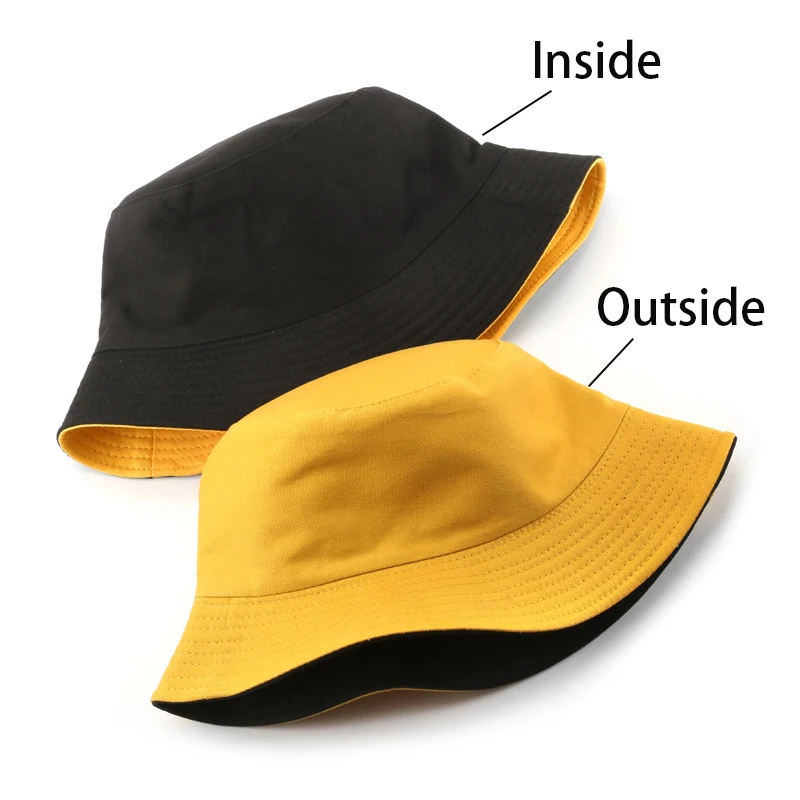 Bocca Solid Color Bucket Hat Double Sides Fisherman Hats Reversible Panama Cap Outdoor Sun Caps Sunshade Sunscreen High Quality