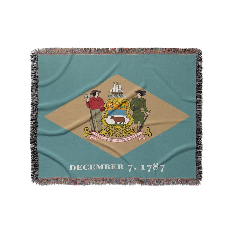 Gaslight Gatekeep Girlboss Delaware United States of America Jacquard Fringed Woven Throw Blanket