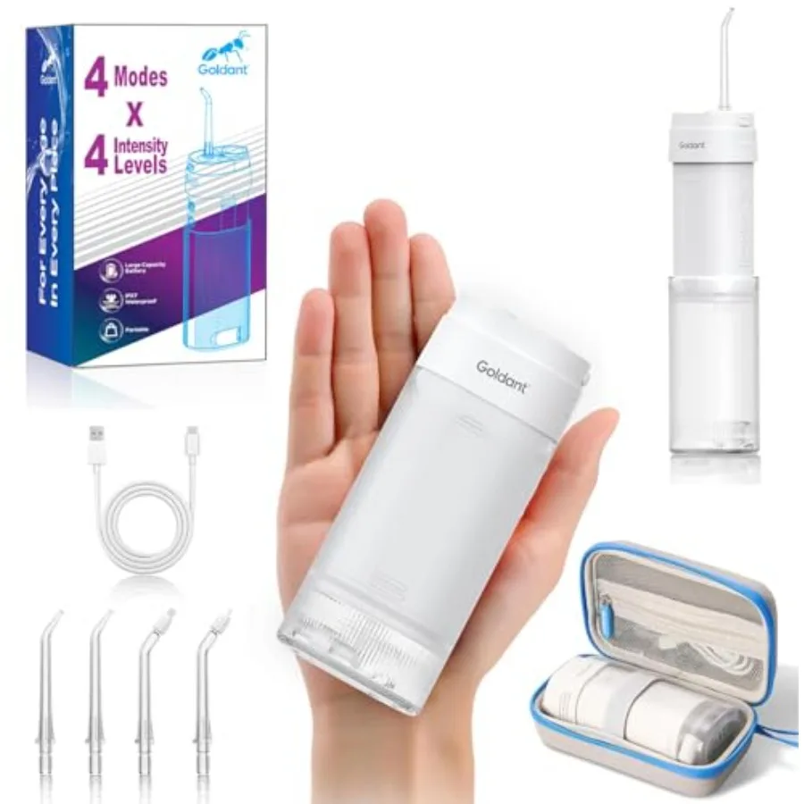 

2026 New Portable Water Flosser for Teeth 4 Modes and 4 Intensity Levels Mini Small Design with Exquisite Travel Case Removable