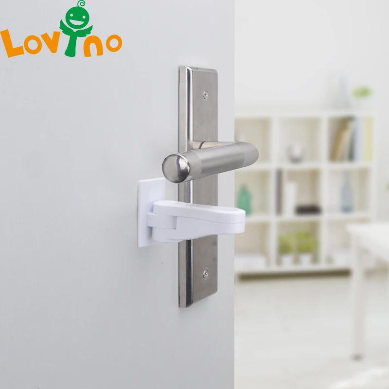 2pcs Home Door Lever Child Lock Baby Safety Lock Drawer Lock Deter Kids Opening Handle Door Locks Baby Safety Equipment