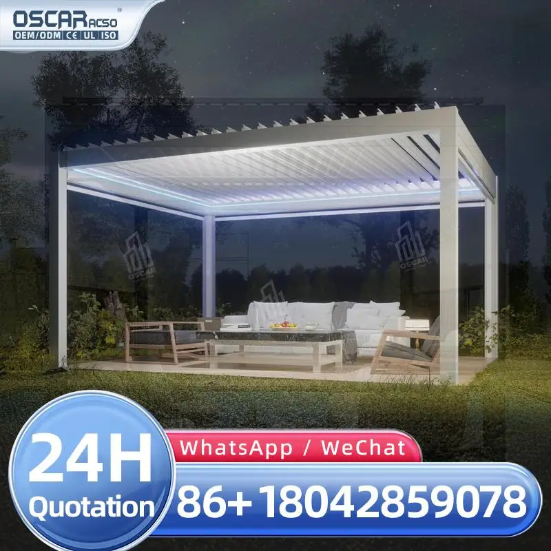 

Индивидуальный устойчивый 8x8 жалюзи для домашних животных, раздвижная уличная беседка из чистого алюминия, водонепроницаемая для сада, патио, беседки на заднем дворе